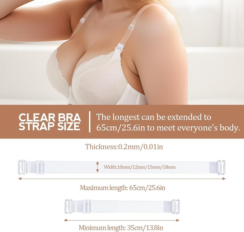 GUKOY 4-Pairs Clear Bra Straps Plus Size Adjustable Transparent Invisible Max Length 65cm/25.6in Soft Non-Slip - Image 2